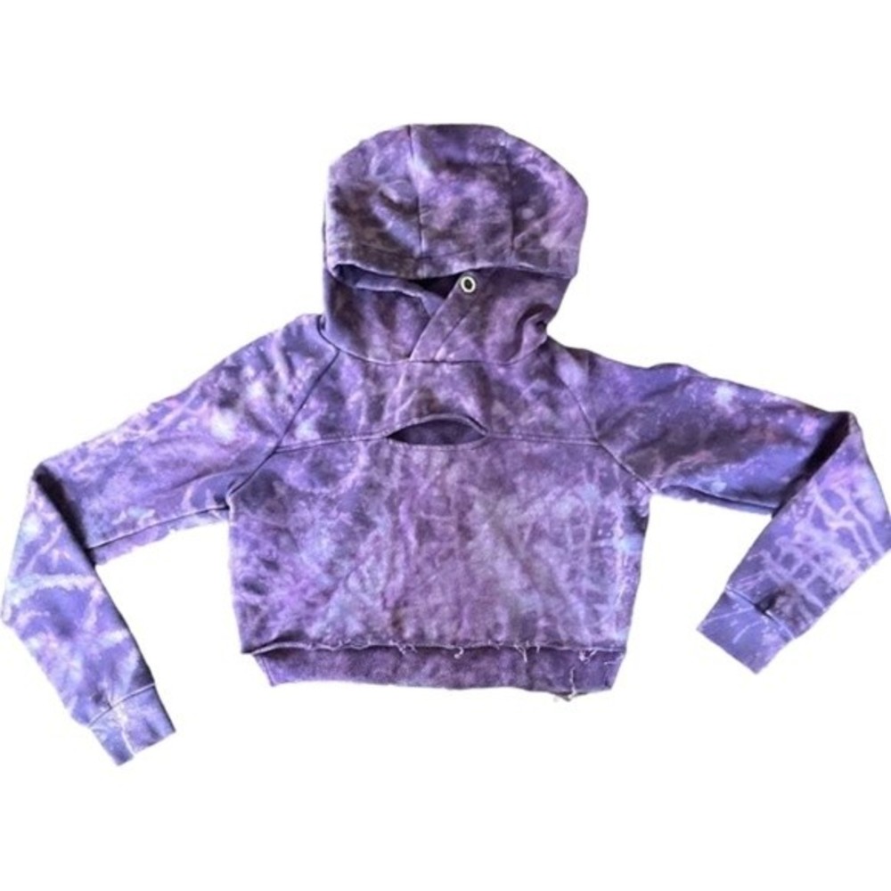 Forever 21 Customized Tie Dye Cropped Hoodie Size Small Keyhole Hooded Crop Top